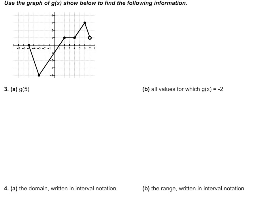 Use the graph of g(x) show below to find the