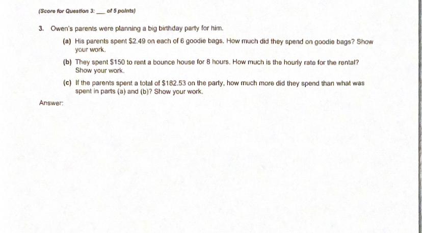 (Score for Question 3: _of 5 points) 3.