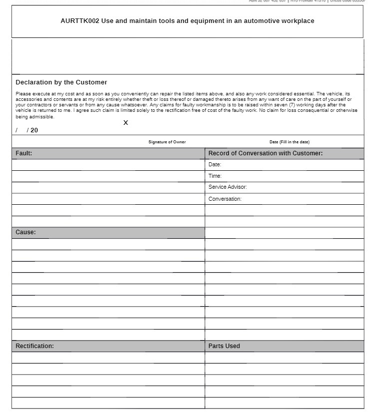 AURTTK002 Use and maintain tools and equipment in
