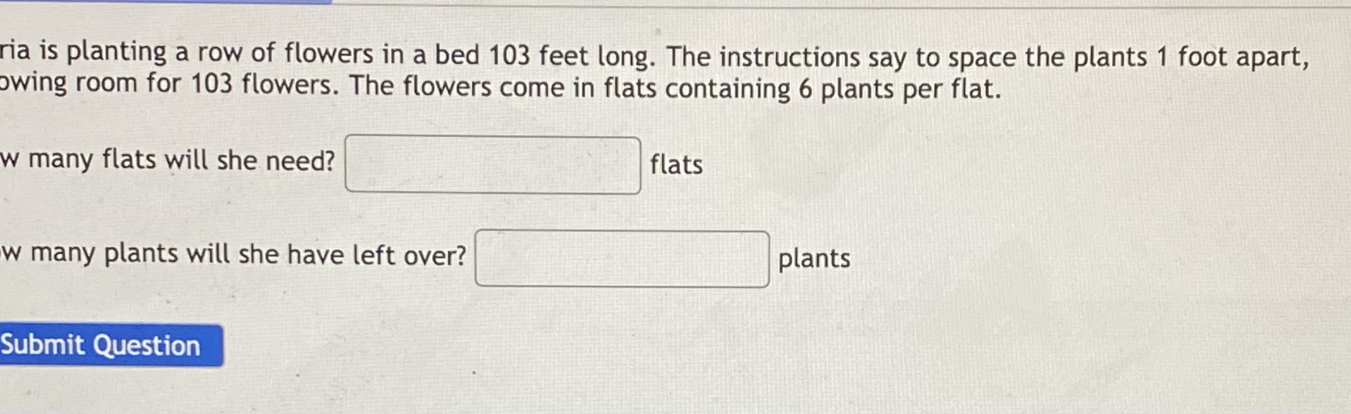 ria is planting a row of flowers in a bed 103