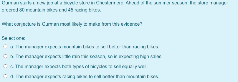 i need help Gurman starts a newjob at a bicycle