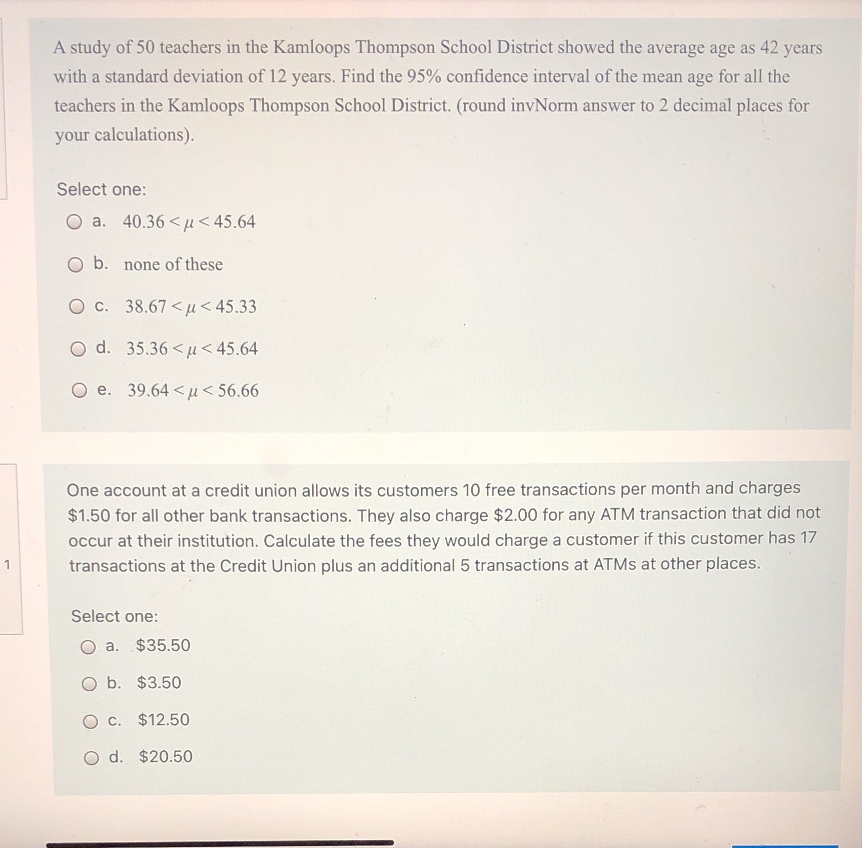 I need help with these questions A study of 50