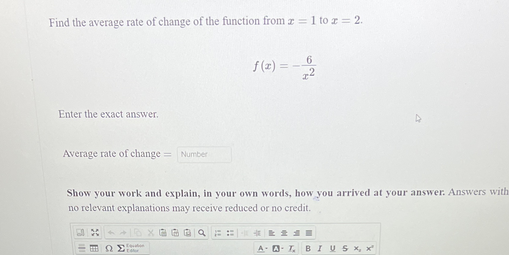 Find the average rate of change of the function