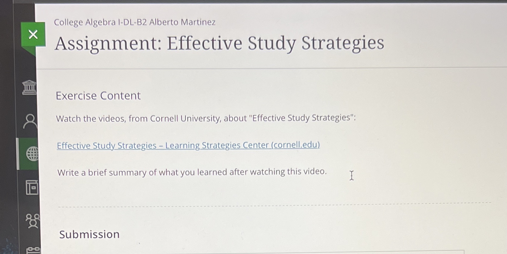 College Algebra I-DL-B2 Alberto Martinez X