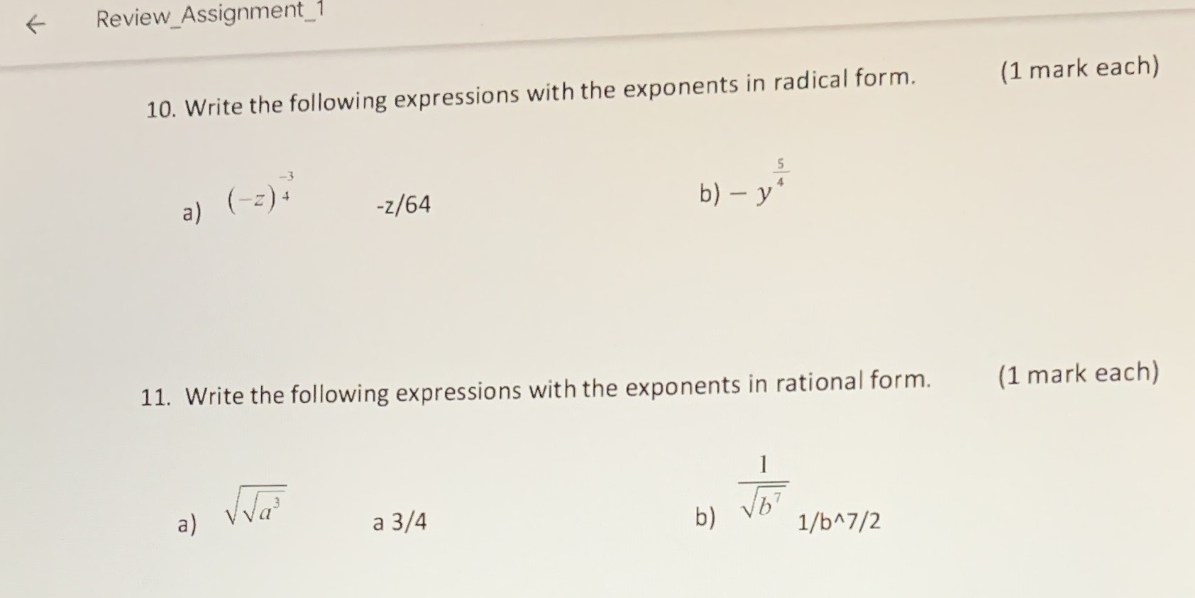 Review Assignment_1 10. Write the following
