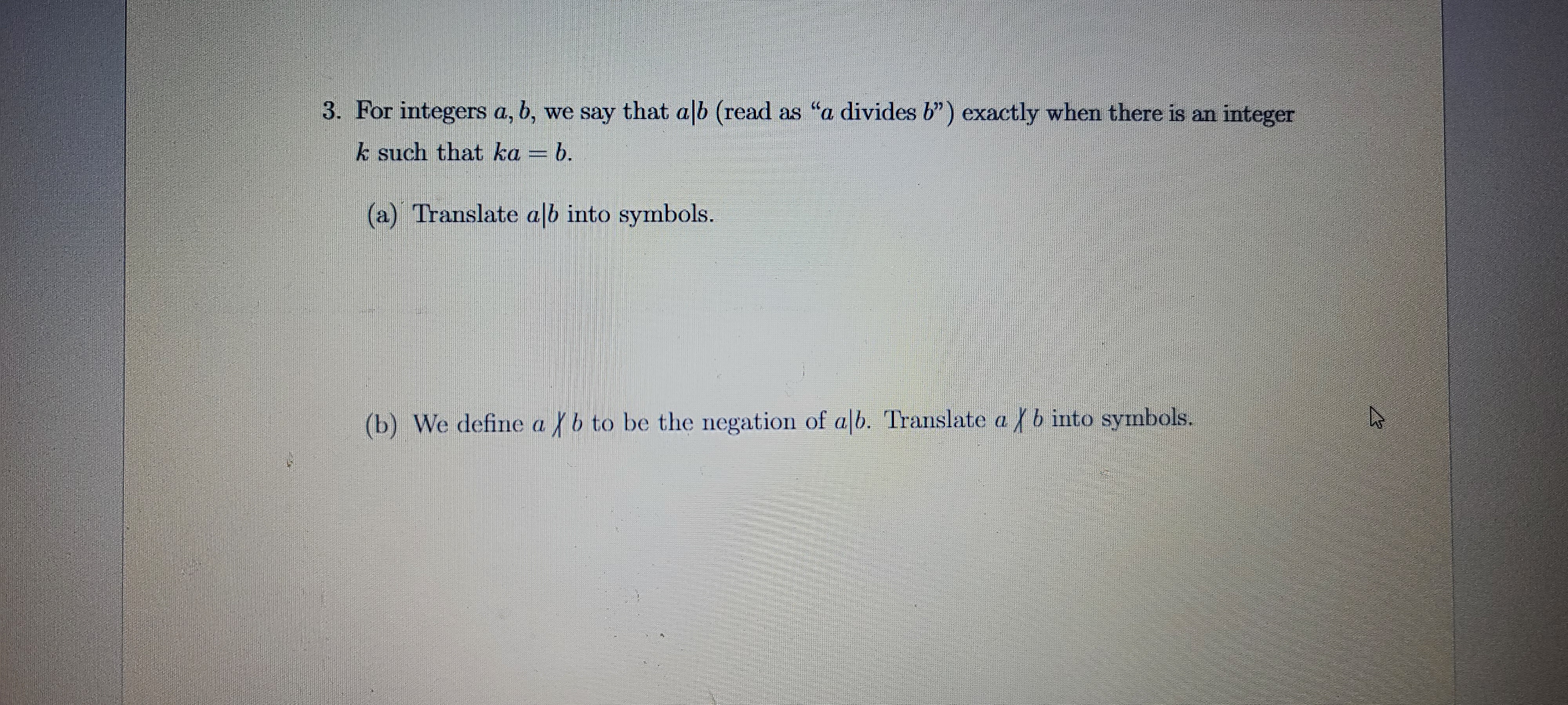 3. For integers a, b, we say that alb (read as "a