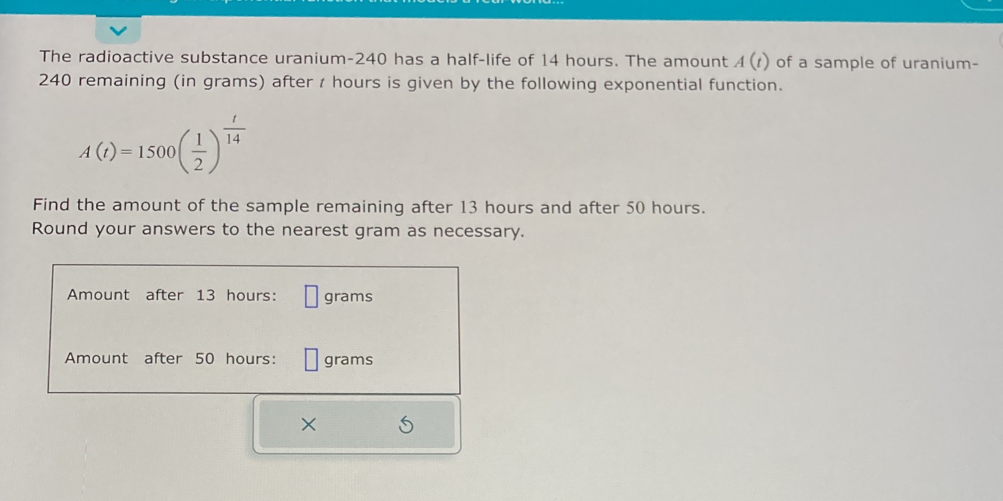 The radioactive substance uranium-240 has a