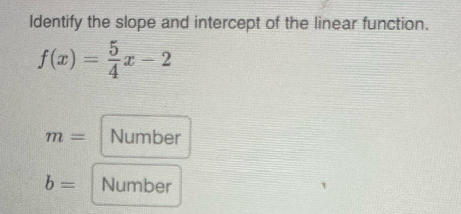 Identify the slope and intercept of the linear