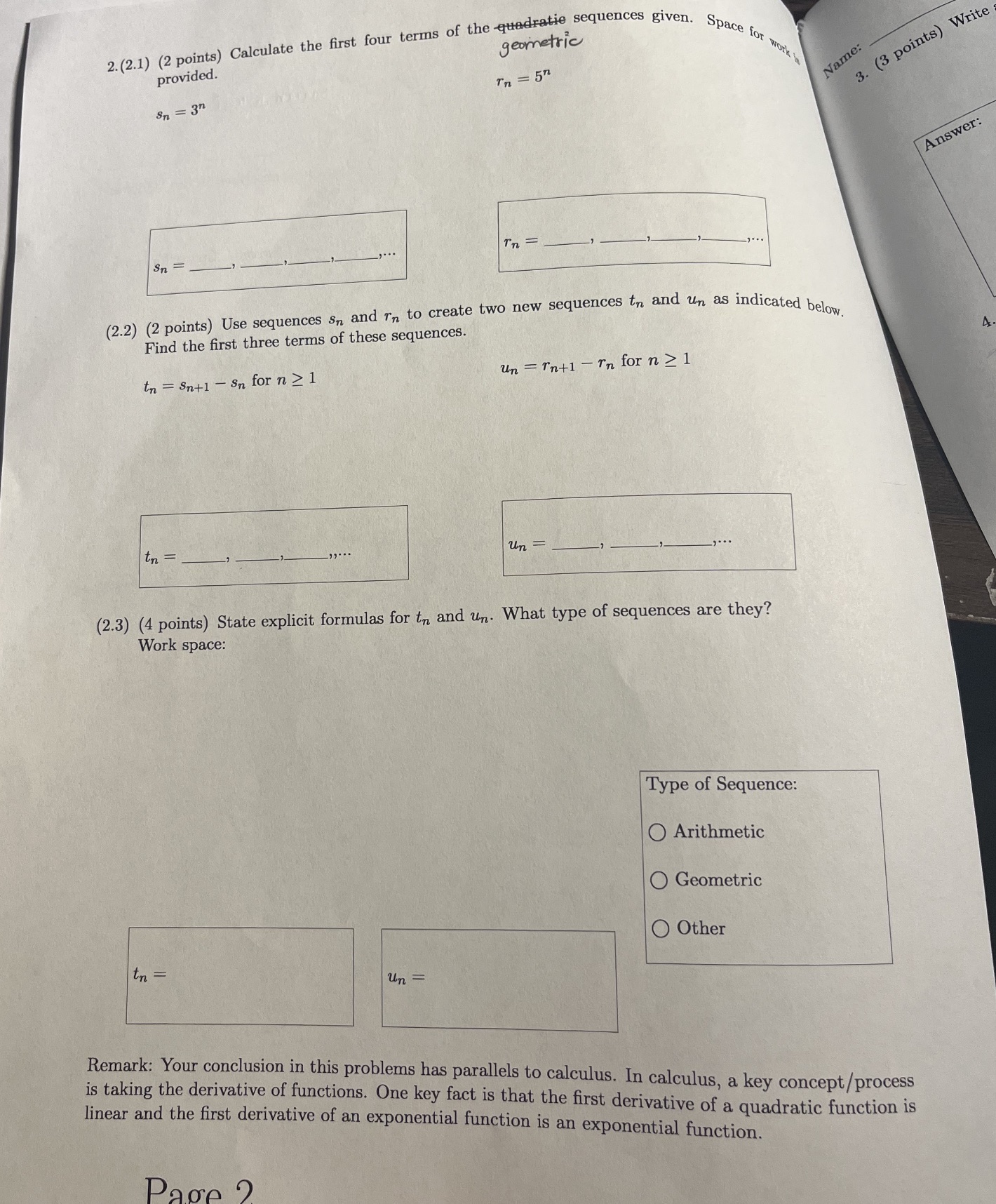 Answer all please 2. (2.1) (2 points) Calculate