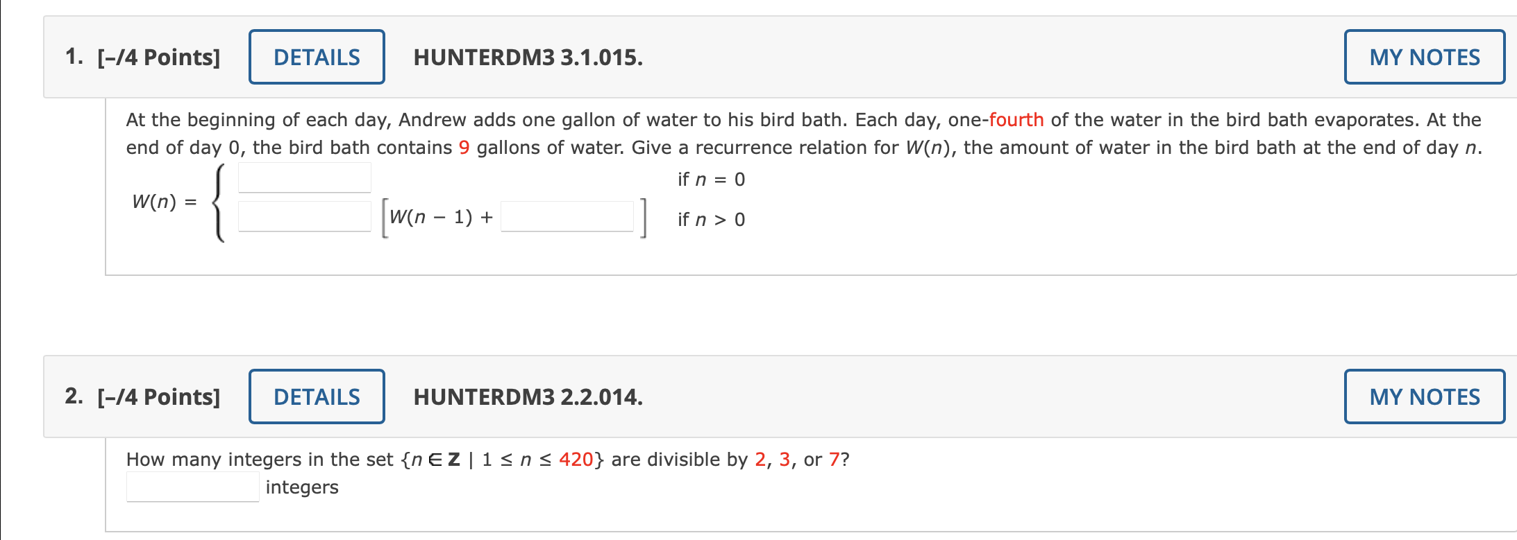HELP ME SOLVE THESE 1. [-/4 Points] DETAILS