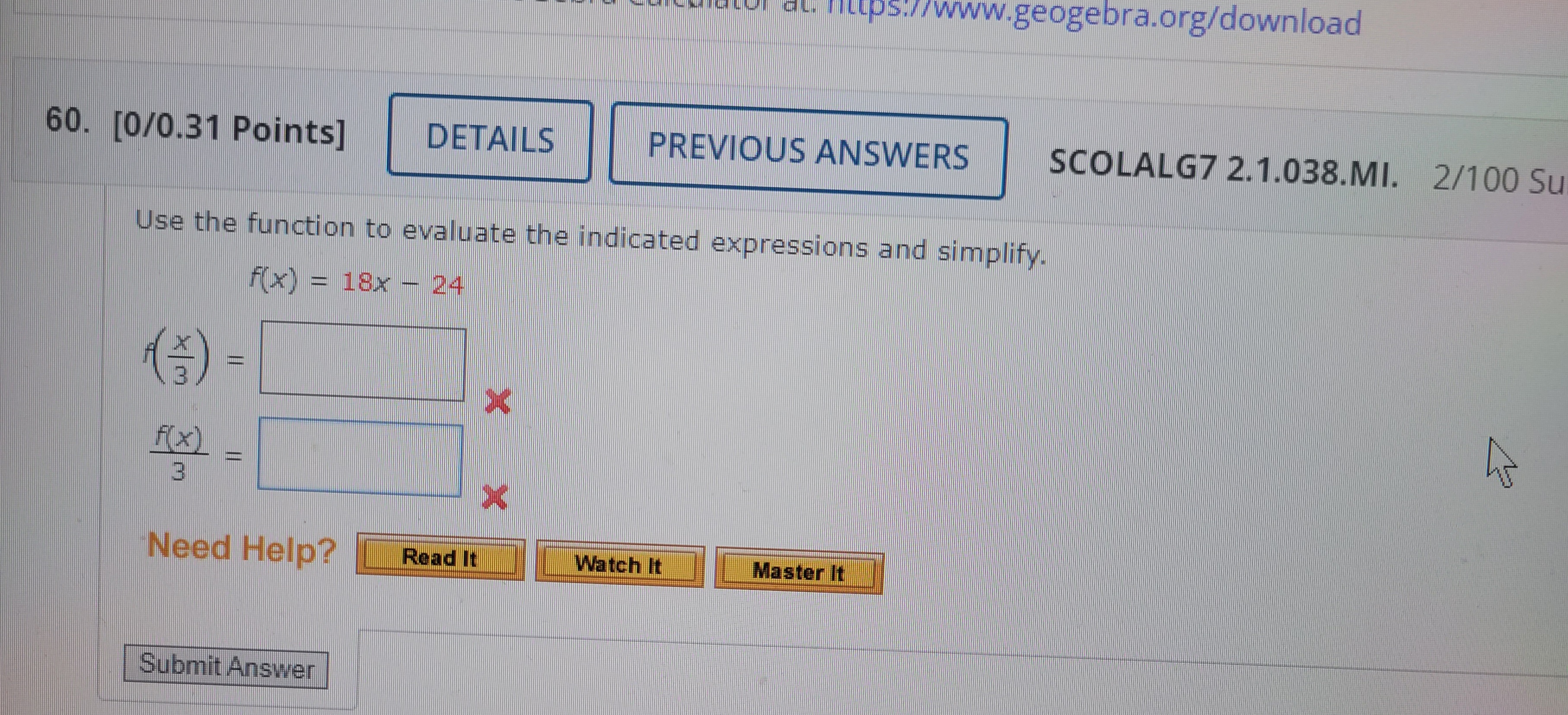 t minutes as A tank holds 85 gal of water, which
