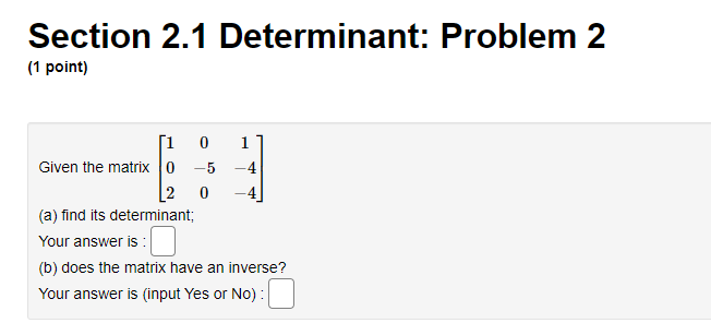 Linear Algebra Final answer only please Section