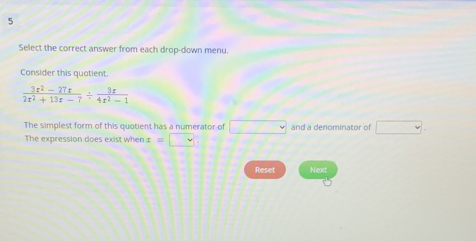 5 Select the correct answer from each drop-down