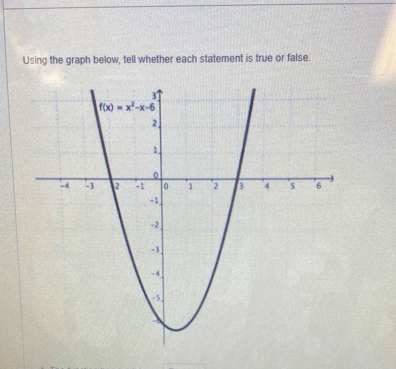 1. The function has a minimum True or False2. The