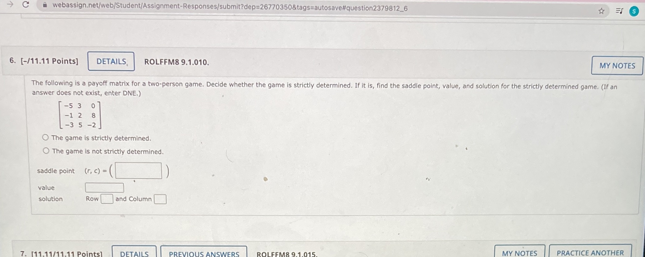 Matrix finite math C @