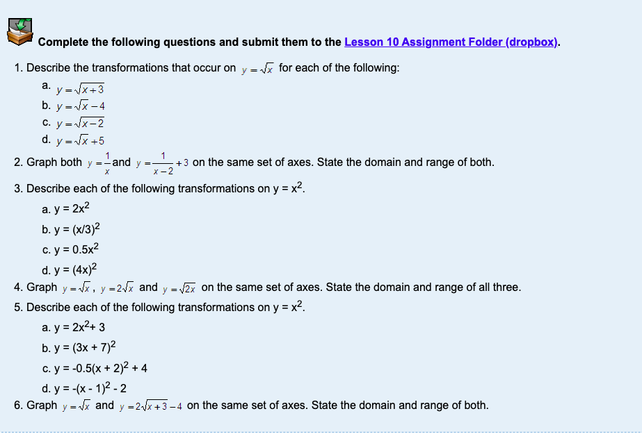 MATH PART ONE Complete the following questions