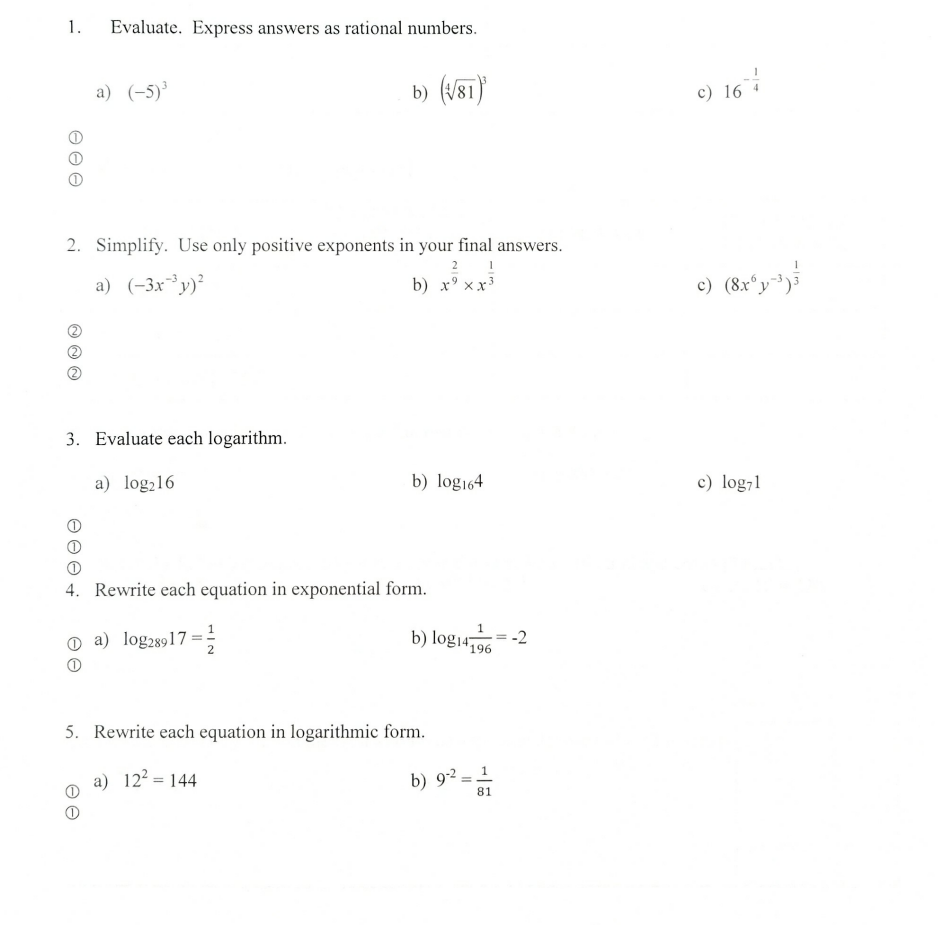 1 . Evaluate. Express answers as rational
