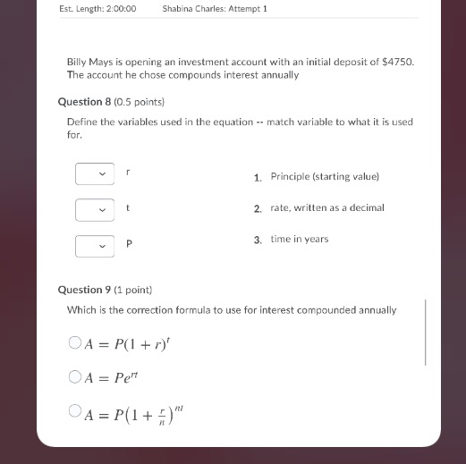 Algebra ll Est. Length: 2:00:00 Shabina Charles: