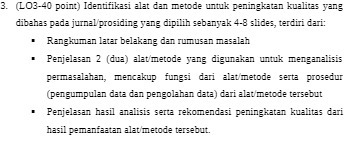 3. (LO3-40 point) Identifikasi alet den metode
