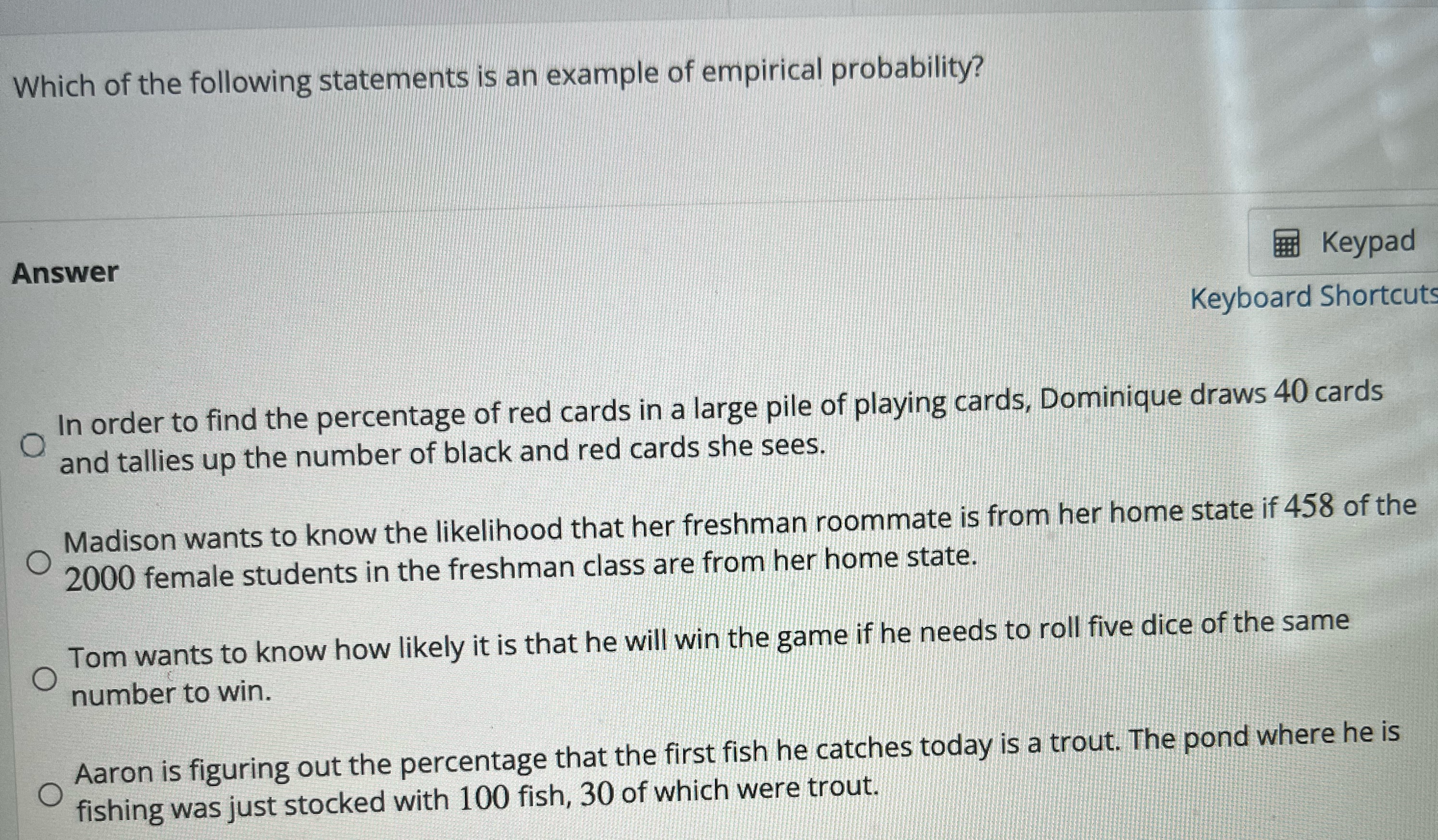 Which of the following statements is an example