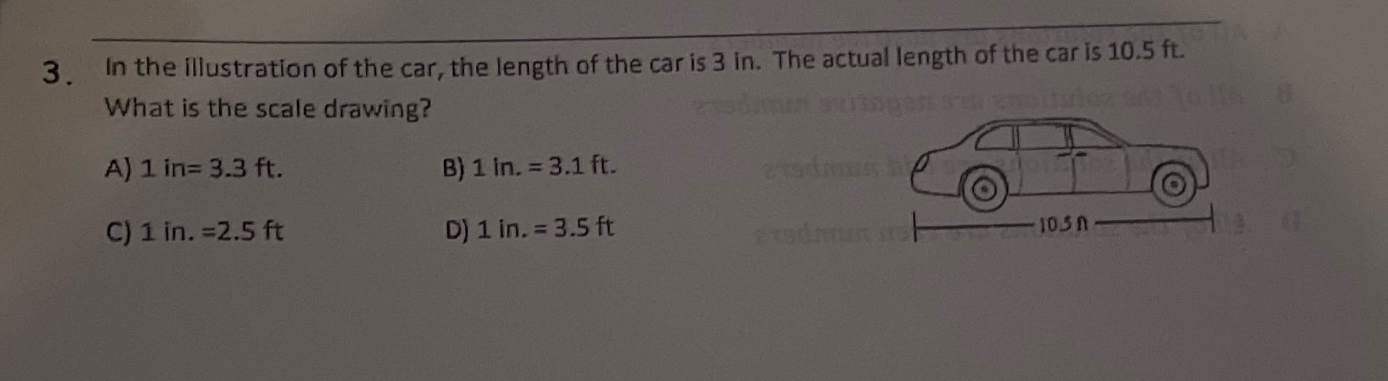3. In the illustration of the car, the length of