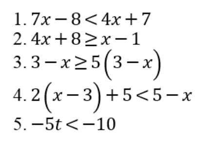 Resolvercadauna delas siguientesdesigualdades.