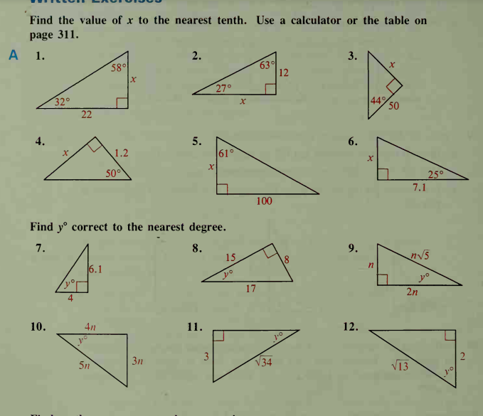 Find the value of x to the nearest tenth. Use a