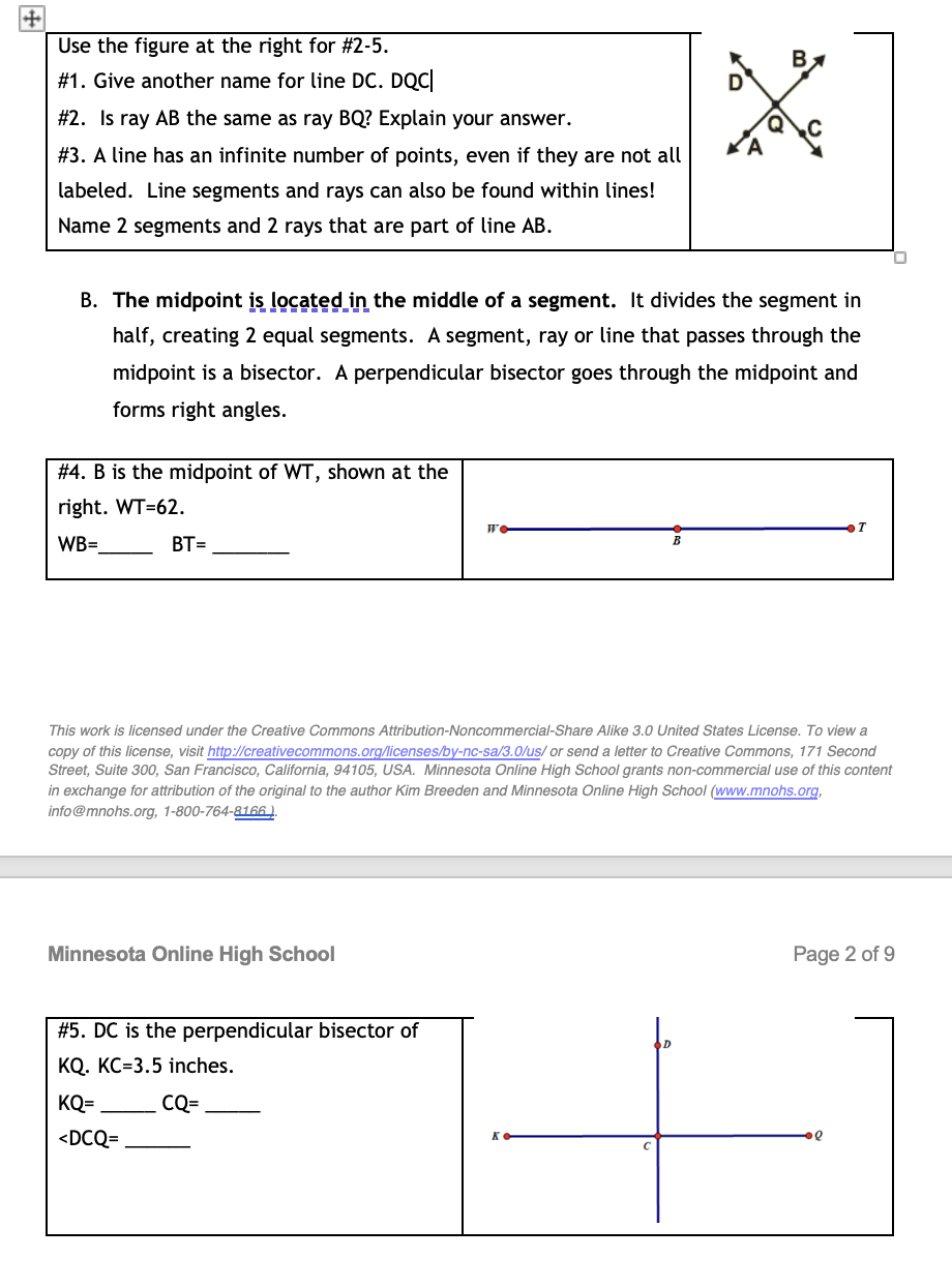 Use the figure at the right for #2-5. B #1. Give