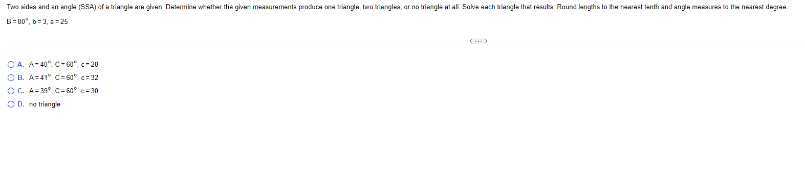 Two sides and an angle (SSA) of a triangle are