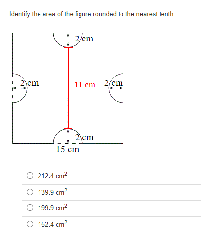 Identify the area of the figure rounded to the