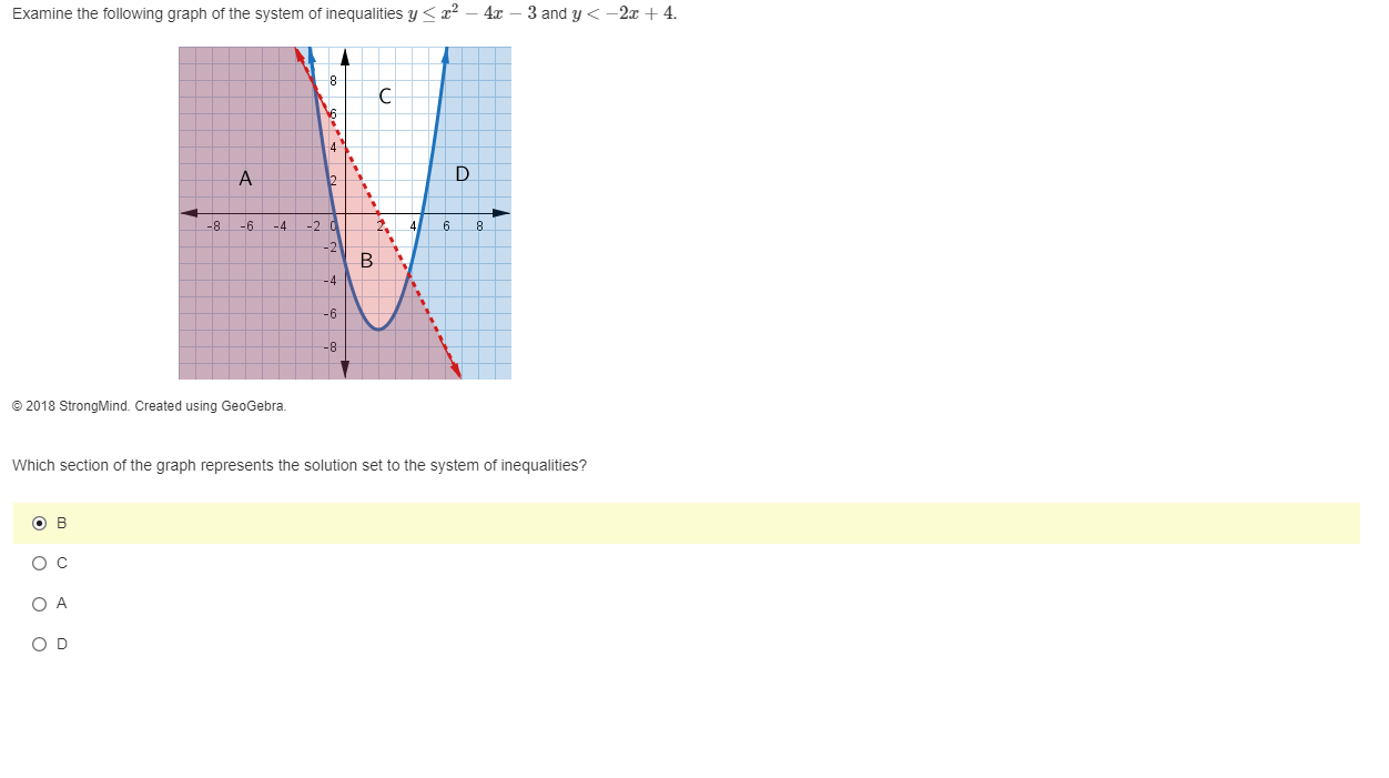 Examine the following graph ofthe system of