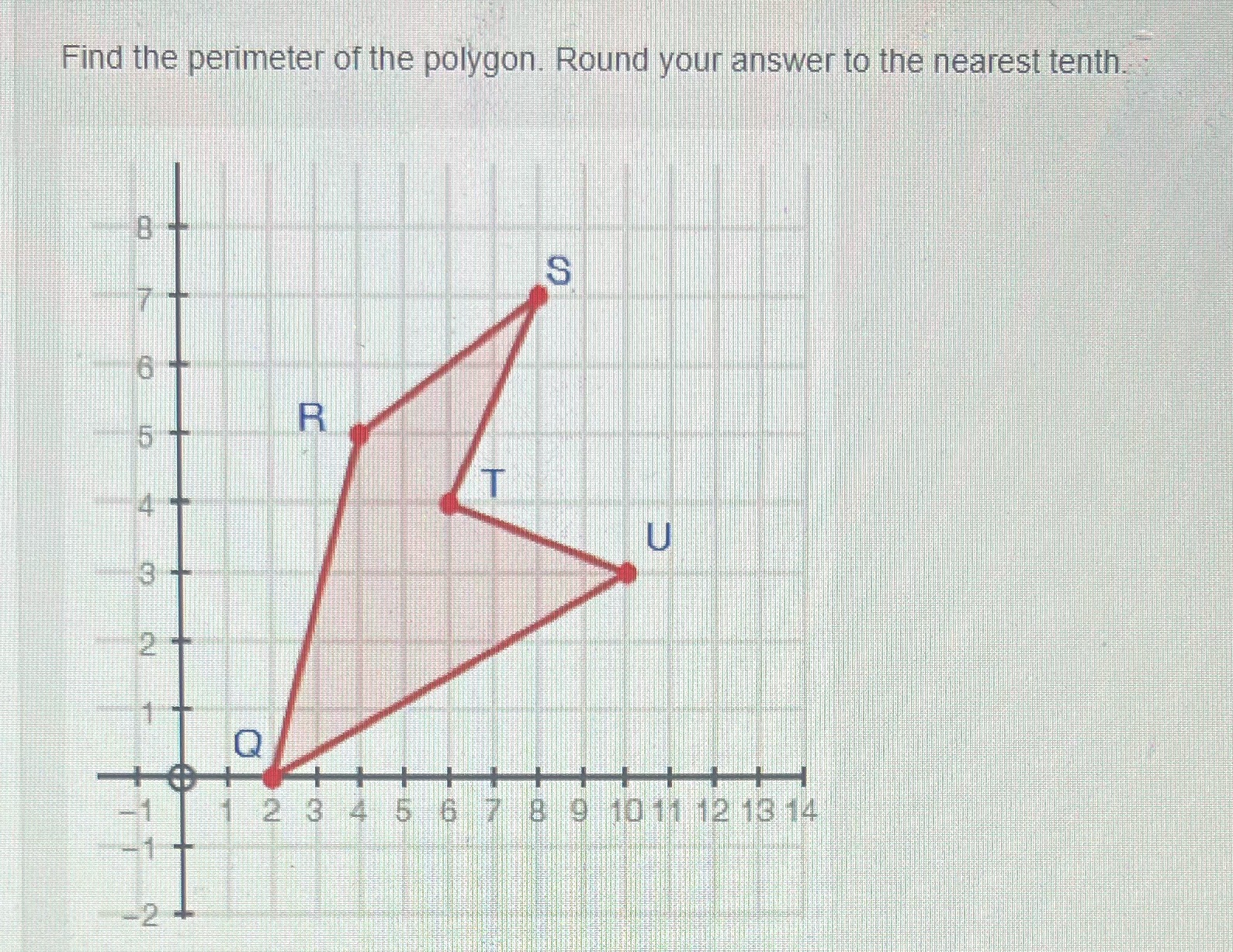 find the peremiter of the polygon. round to the