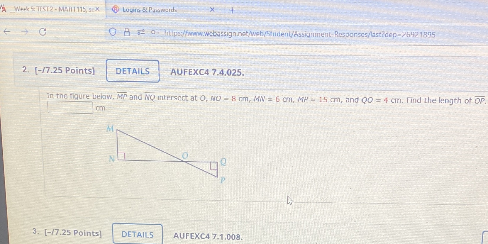 Help please A _Week 5: TEST 2 - MATH 115, SEX