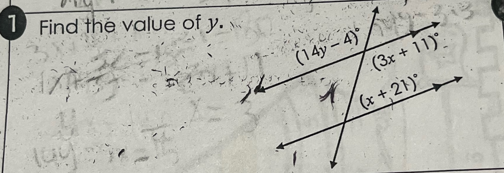 Find the y in the parallel lines that are cut by