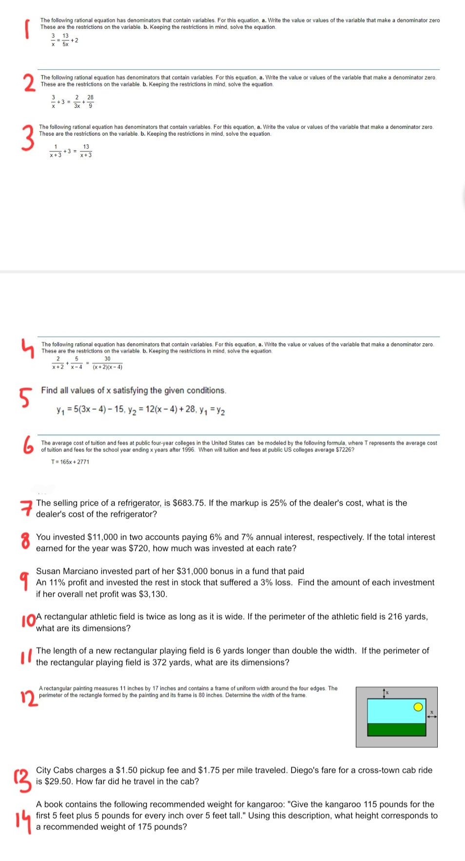 College Algebra The following rational equation