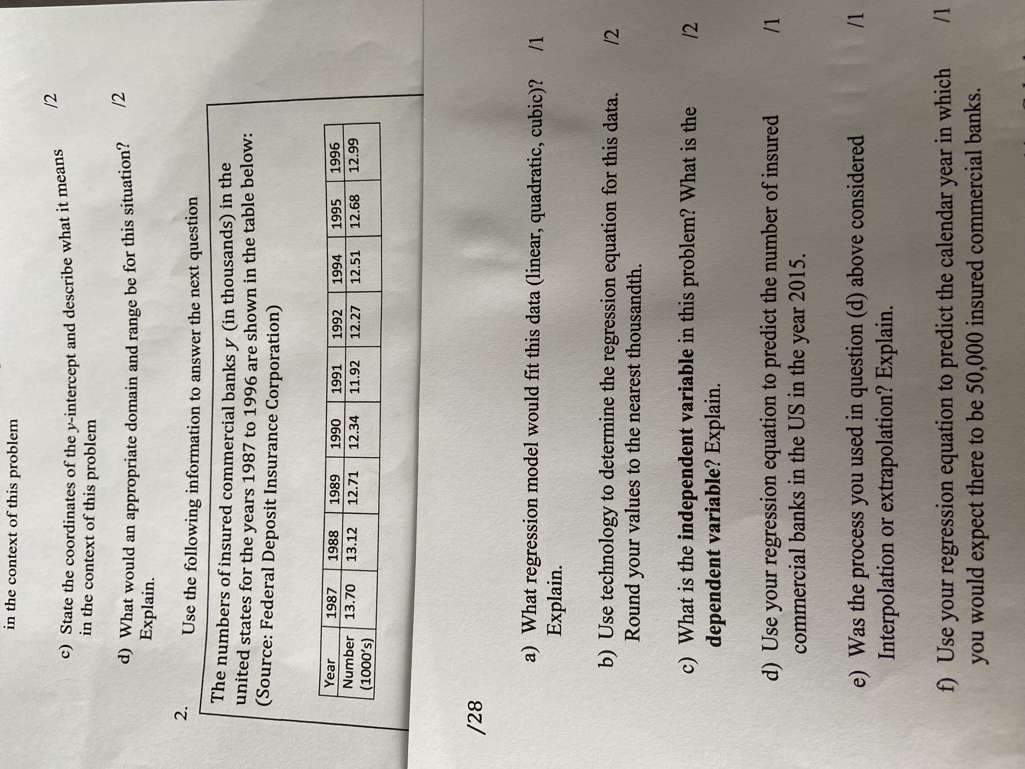 in the context of this problem 12 c) State the