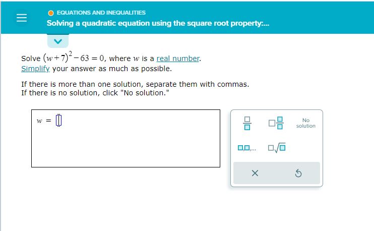 module is equations and inequalities, topic is