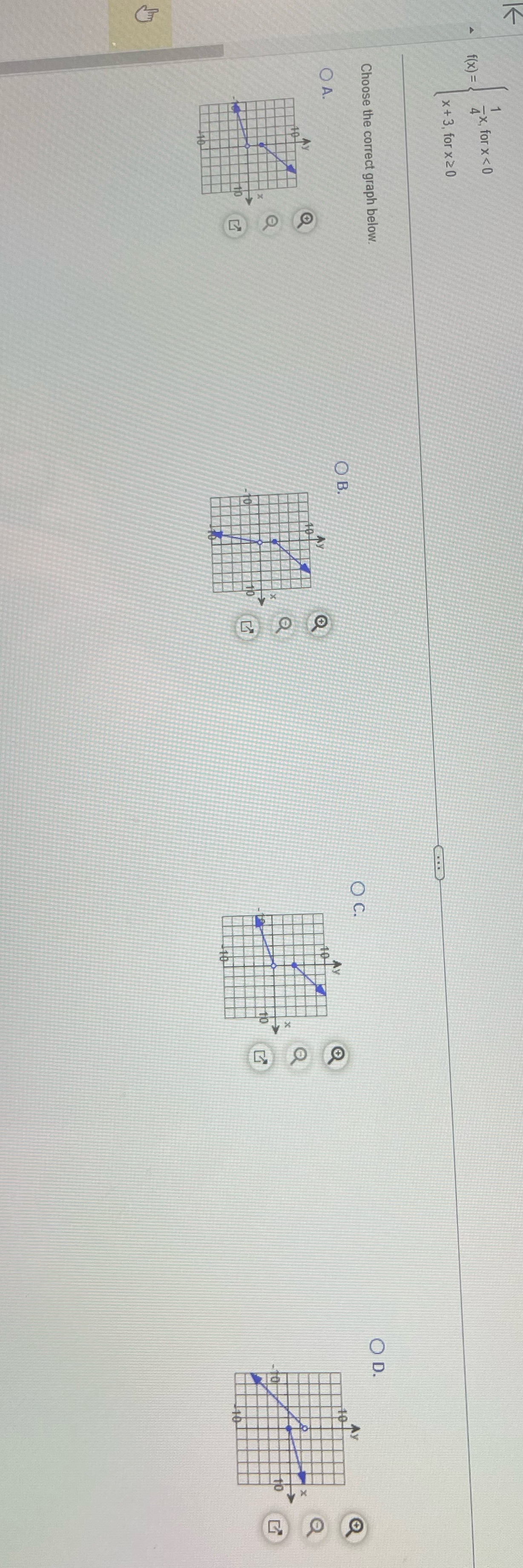 graph f ( x ) = = X , for x <0 x + 3, for x 20