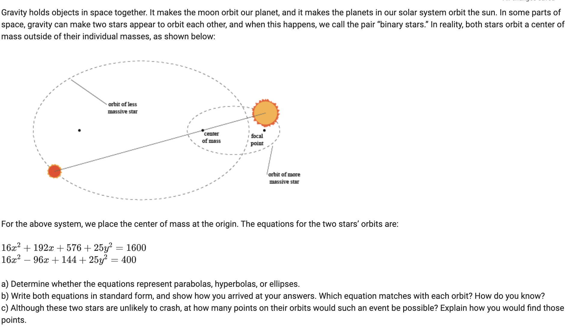 Gravity holds objects in space together. It makes
