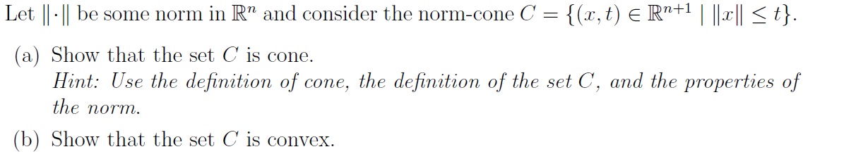 Question Let |. be some norm in R" and consider