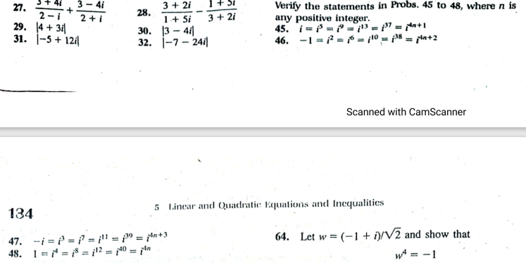 Answer problem 47 27. T 41 3 - 41 1 + 51 + 3 + 2i