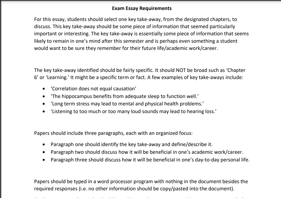 please I need a one-page essay on key-take away