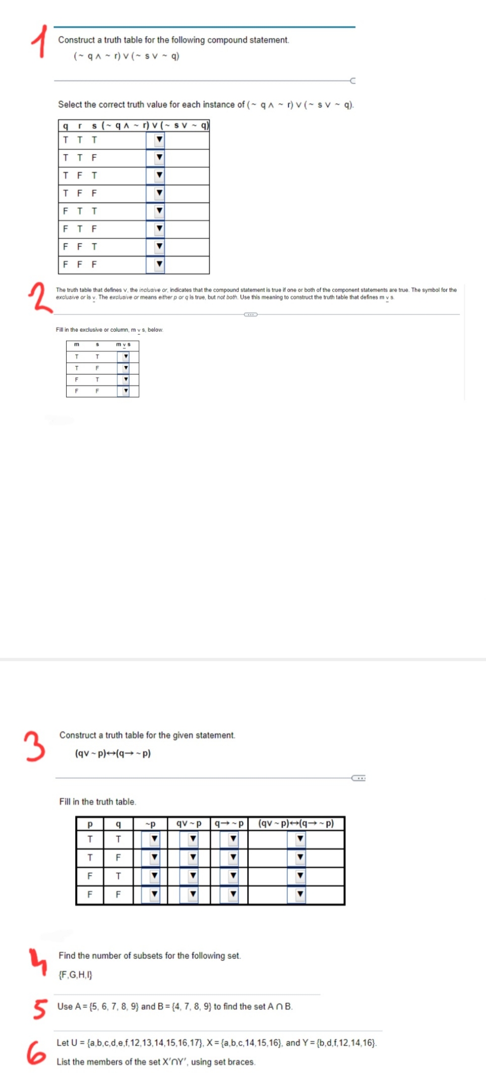 Table statement Construct a truth table for the