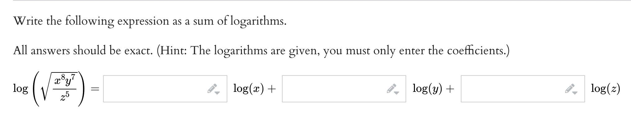 Write the following expression as a sum of