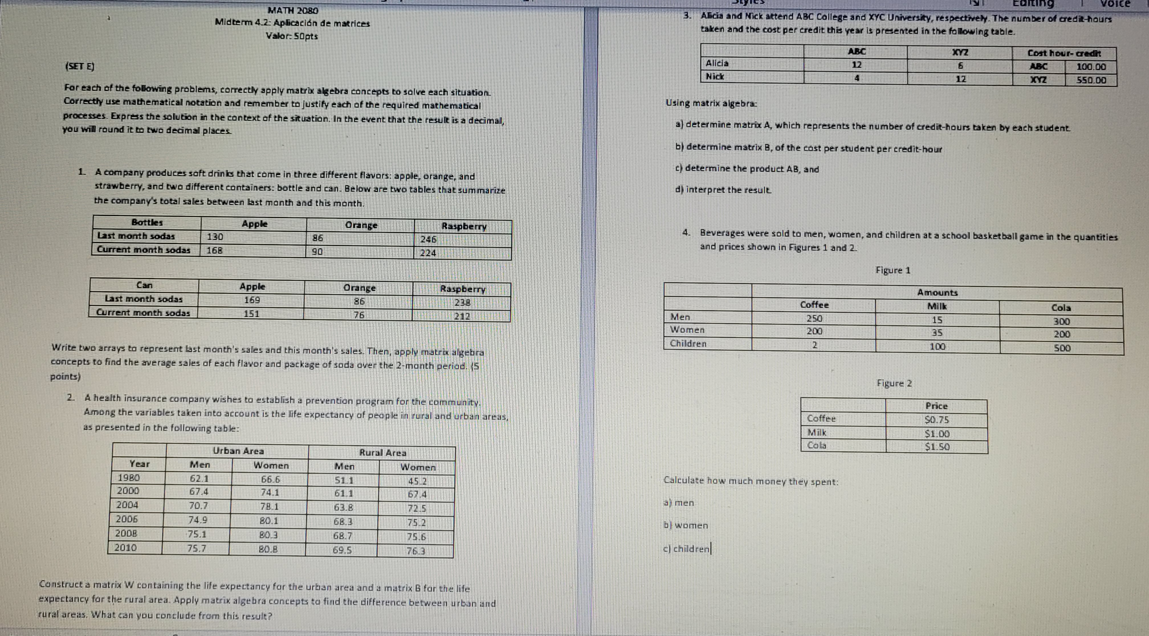 (SET E) For each of the following problems,
