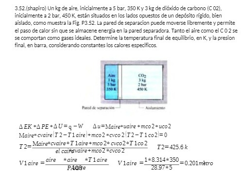3.52.(shapiro) Un kg de aire, inicialmente a 5