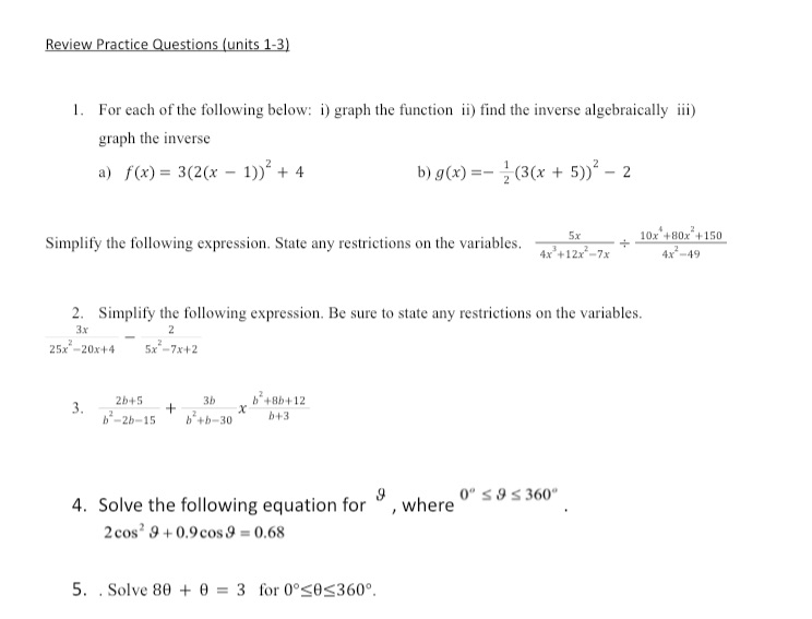 Provide answers in detail Review Practice