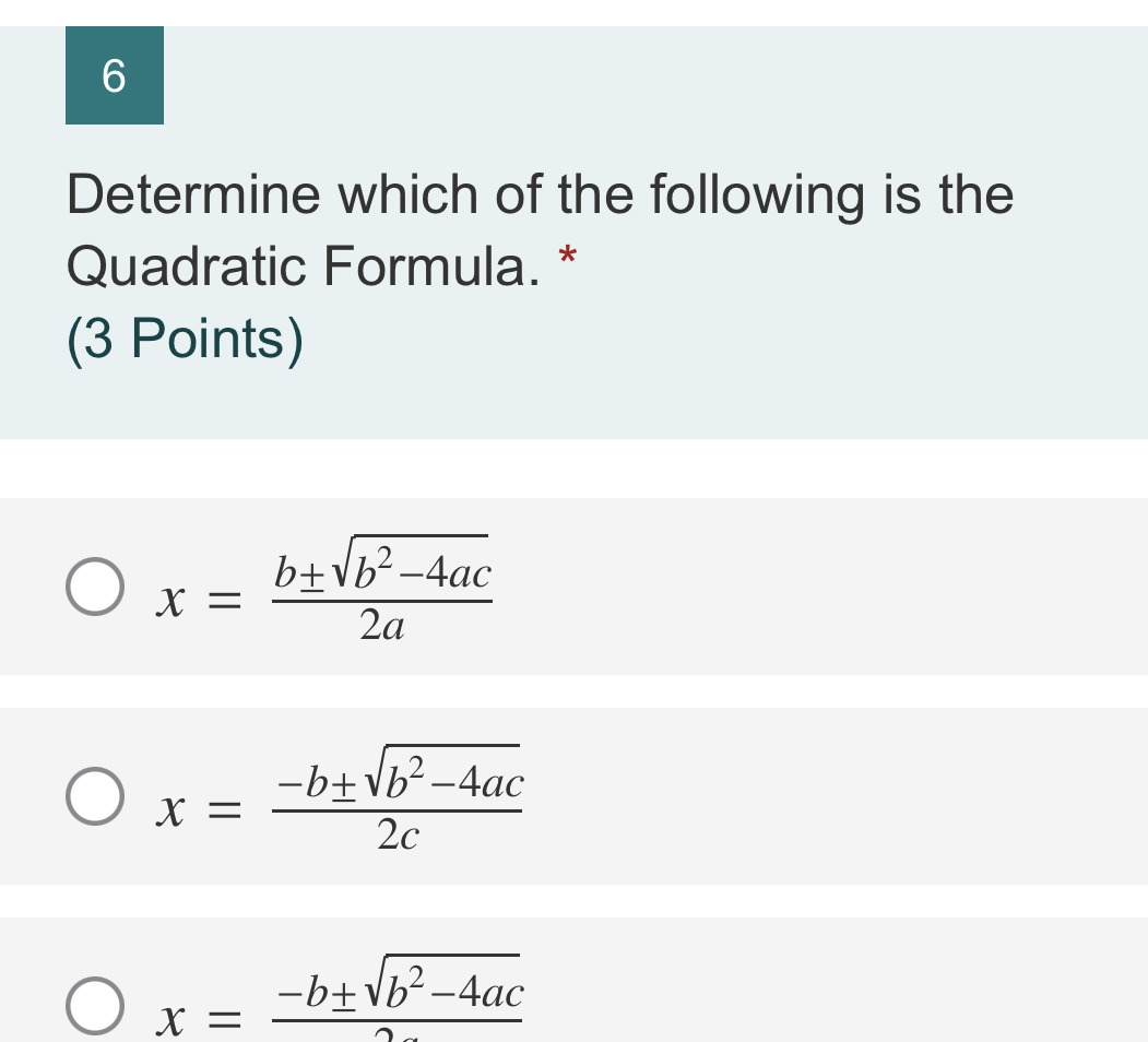 Determine which of the following is the Quadratic