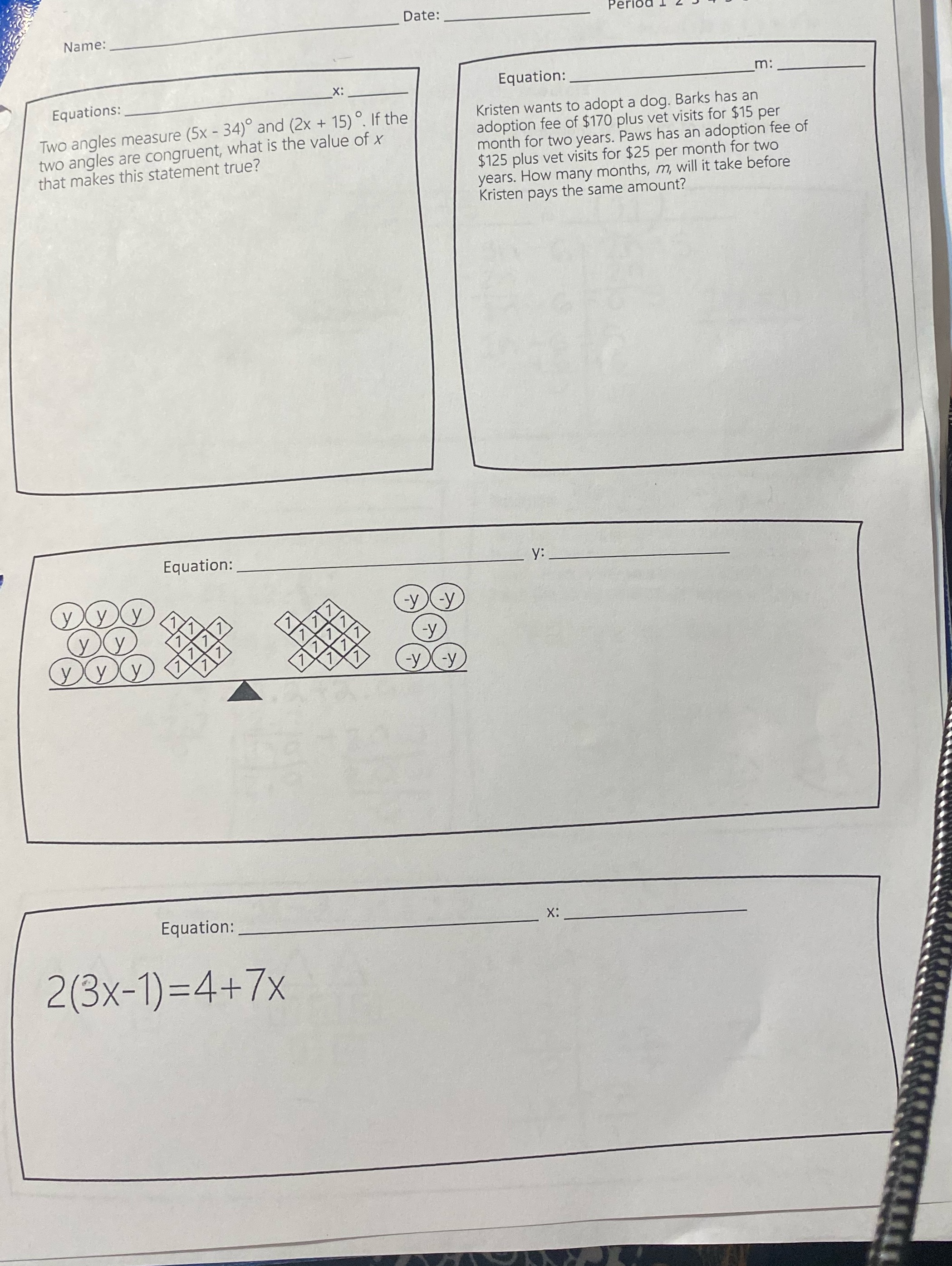 please make an equation and solve for X, thank
