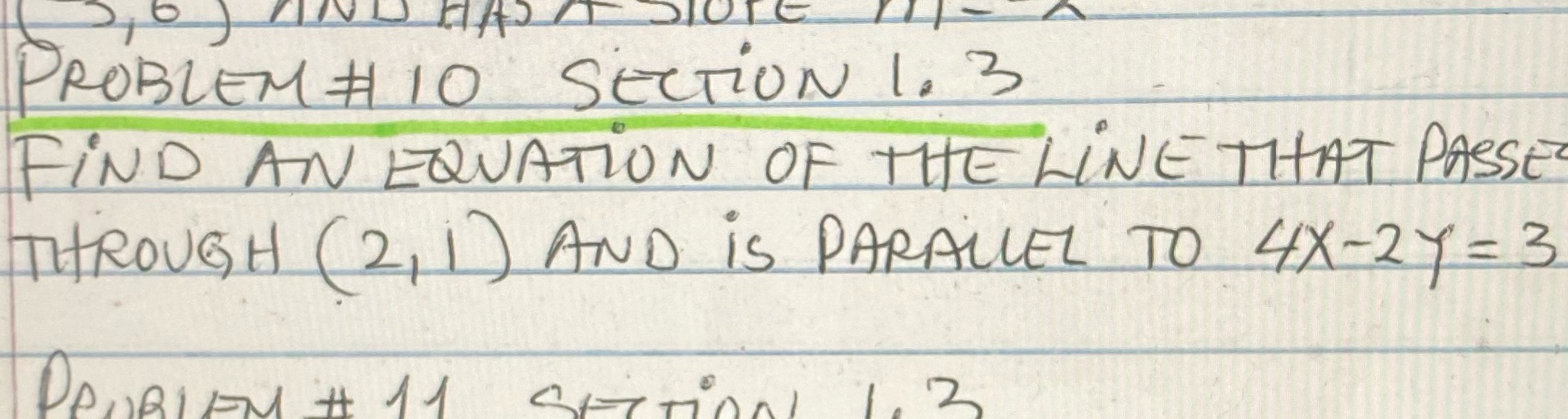 PROBLEM # 10 SECTION 1. 3 FIND AN EQUATION OF THE